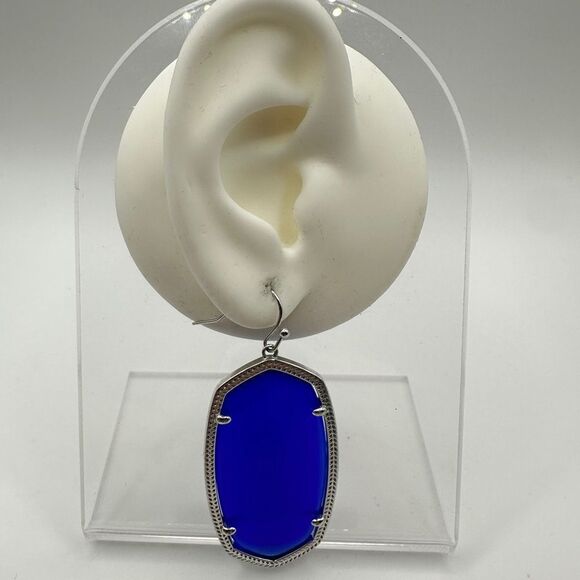 Never Worn Kendra Scott Danielle dangle earrings in Cobalt blue and Silver tone! - Picture 4 of 13